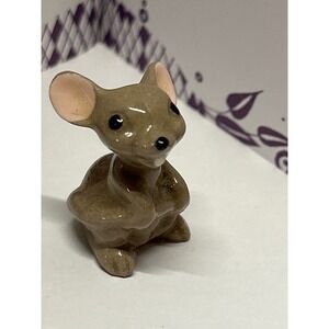 Vintage Hagen Renaker Miniature  Mouse Figurine Brown Glossy Glazed Tiny Animal